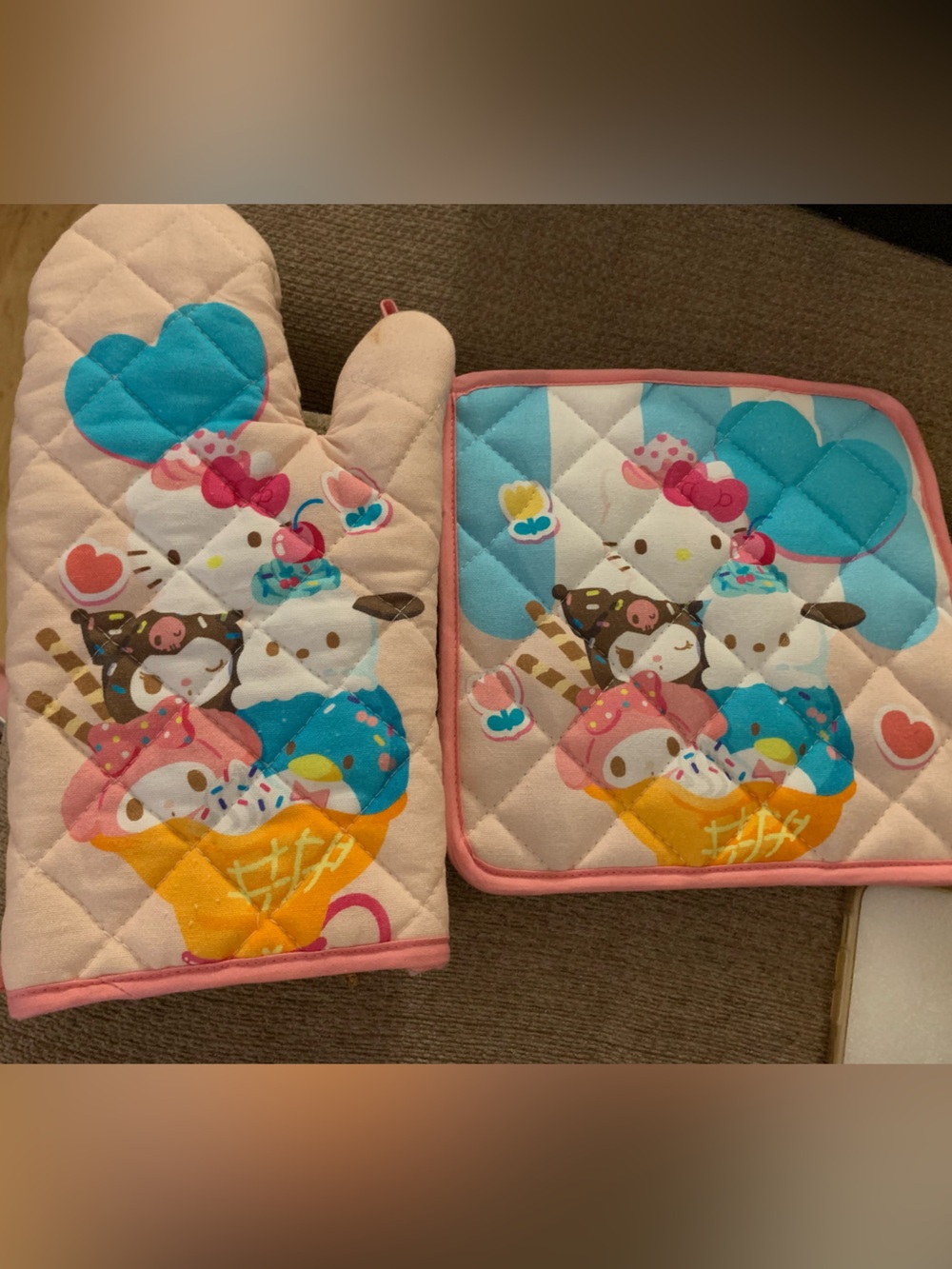 Sanrio Pink and Blue Hello Kitty & Friends Mitt & Pot Holder Set -